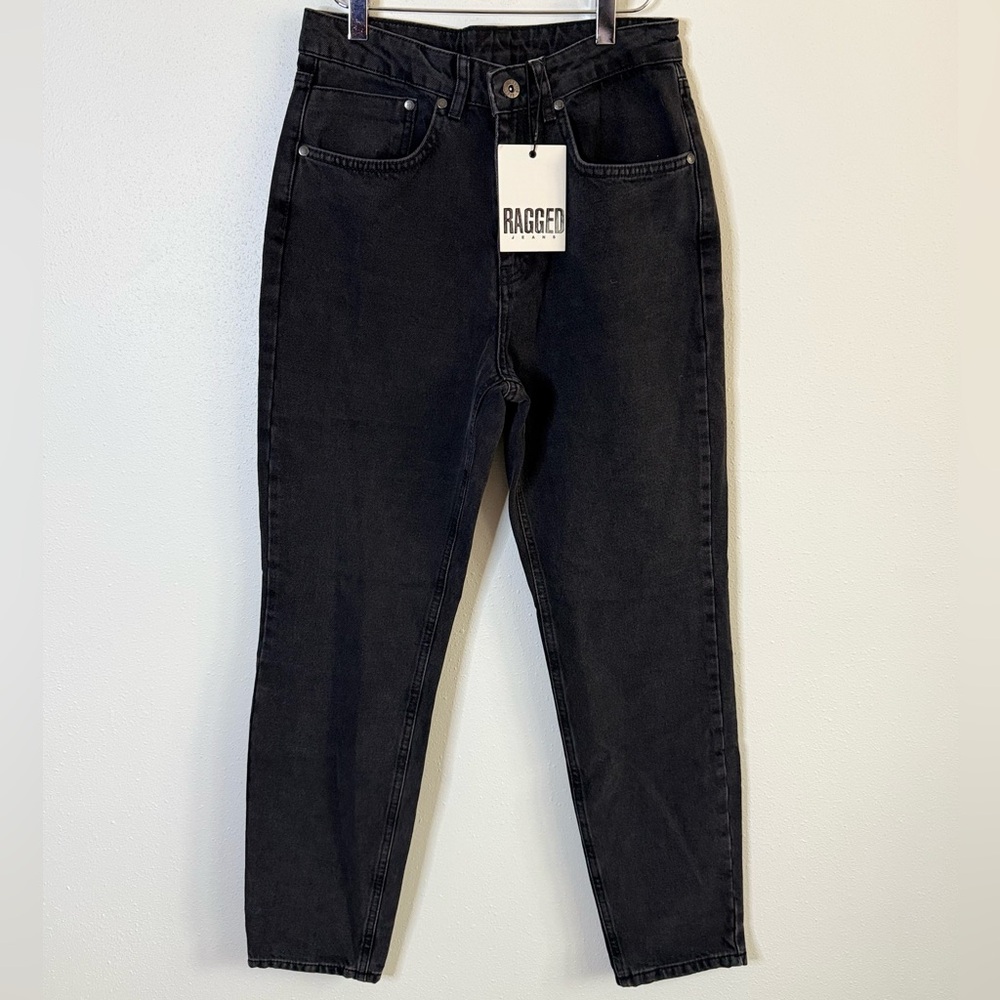 The Ragged Priest Black High Rise Straight Leg Jeans Distressed Size 28 NWT